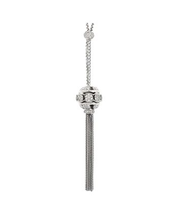 Tapestry Tassel Pendant Necklace Sterling Silver with Pave Diamonds