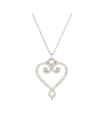 Paloma Picasso Venezia Heart Pendant Necklace 18K White Gold with Pave Diamonds