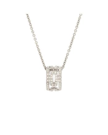 Parentesi Ring Pendant Necklace 18K White Gold with Pave Diamonds