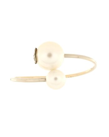 Double Pearl Cuff Bracelet Metal and Faux Pearls