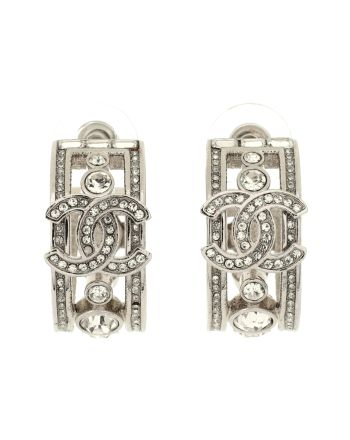 CC Huggie Earrings Metal with Crystals