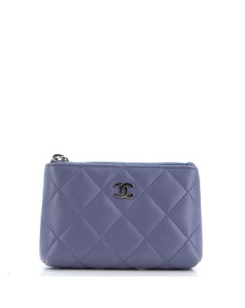 Zip Key Pouch Quilted Lambskin