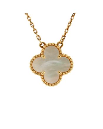 Vintage Alhambra Pendant Necklace 18K Yellow Gold and Mother of Pearl