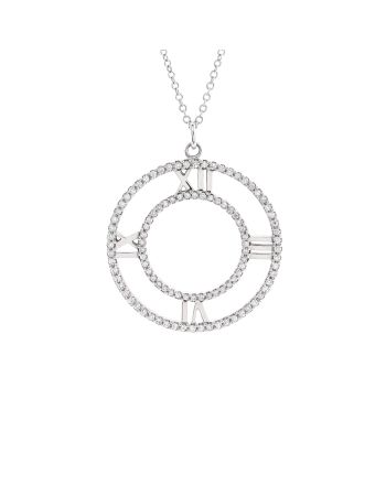 Atlas Open Medallion Pendant Necklace 18K White Gold with Pave Diamonds Large