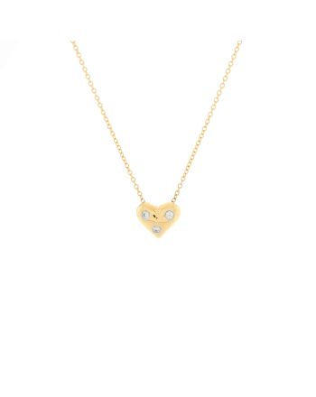 Etoile Heart 3 Diamond Pendant Necklace 18K Yellow Gold with Platinum and Diamonds