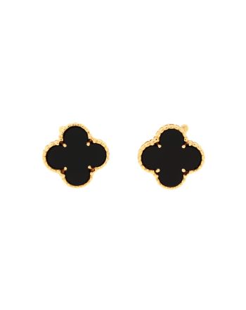 Vintage Alhambra Earrings 18K Yellow Gold and Onyx