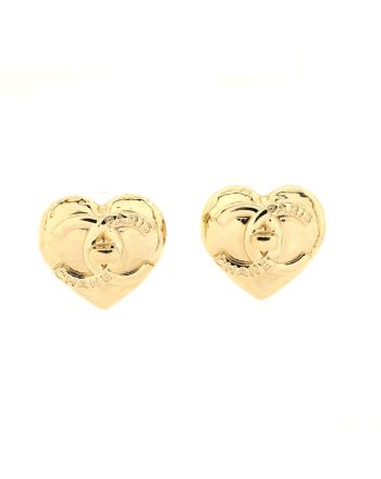 CC Turnlock Heart Stud Earrings Metal