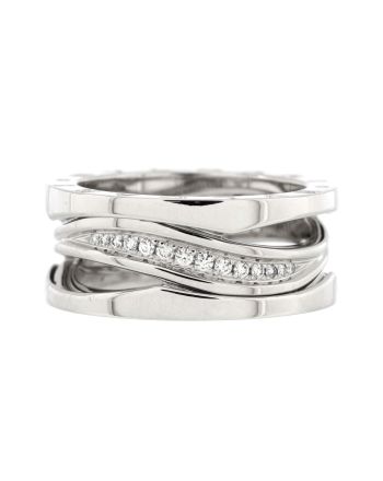 B.Zero1 Design Legend Zaha Hadid Three Band Ring 18K White Gold with Diamonds