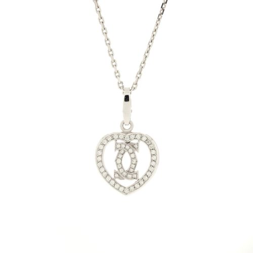 2C Heart Necklace 18K White Gold with Diamonds