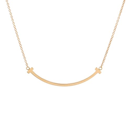 T Smile Pendant Necklace 18K Rose Gold Small