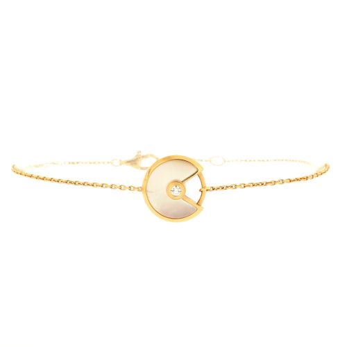 Amulette de Cartier Bracelet 18K Yellow Gold with Diamond and Mother of Pearl XS