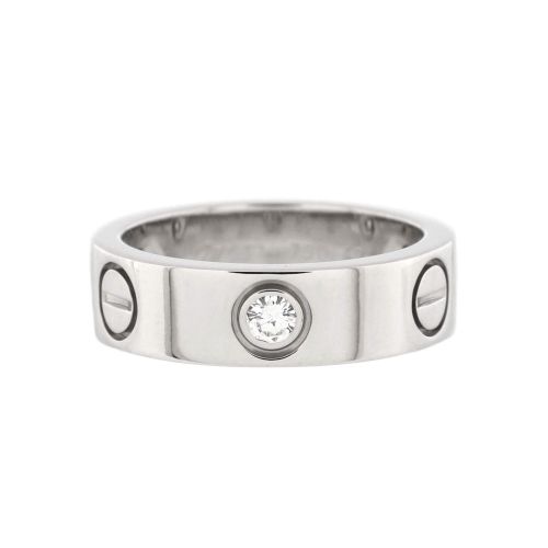 Love 3 Diamonds Band Ring 18K White Gold with Diamond