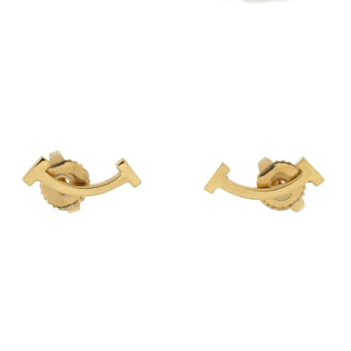 T Smile Stud Earrings 18K Yellow Gold