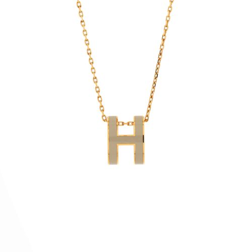 Pop H Pendant Chain Necklace Metal and Enamel Mini